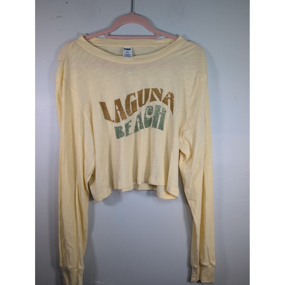Victoria's Secret Long Sleeve Cotton Cropped Tee T Shirt Large Laguna Beach NWT